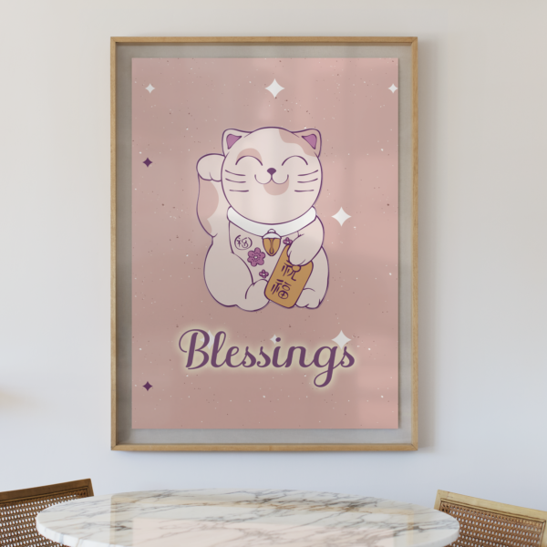 Japanese Lucky Cat Wall Art - Blessings