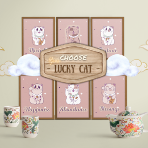 Personalized Japanese Lucky Cat Prints with Supportive Keyword Message